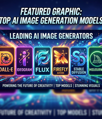 IMAGE GENERATION FOR MY SOCIAL MEDIA POSTS HAS BEEN STRESS FREE LATELY. Logos of leading AI image generators including DALL·E, Ideogram, Flux, Adobe Firefly, Stable Diffusion, and Midjourney