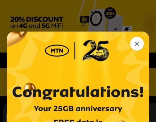MTN 25GB Free Data Offer: How to Redeem the Free 25GB Data Today