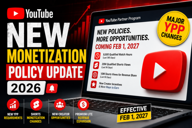 YouTube New Monetization Policy Update 2026: Major Changes Coming to YouTube Partner Program in 2027 YouTube Monetization Policy Update 2027